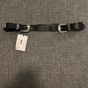 ASOS design leather double buckle western waist and hip belt NWT in black/silver